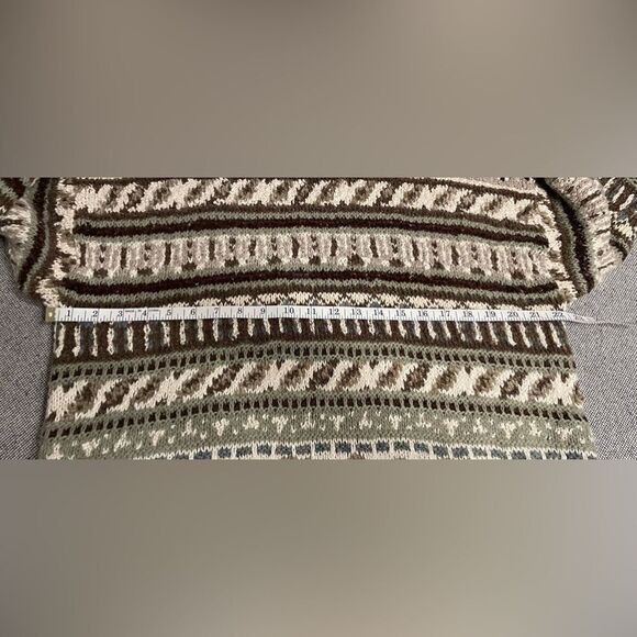 Rare Vintage Liz Claiborne Hand Knit Wool Blend Turtleneck Neutral Sweater SZ L - Picture 6 of 7